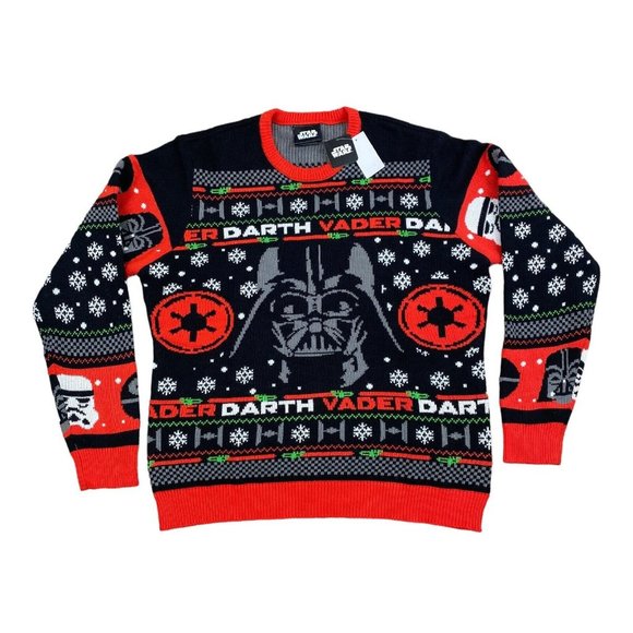 Star Wars Darth Vader Geeknet Ugly Christmas Sweater Men XXL Black Crew Neck NWT - Picture 1 of 7